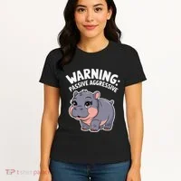 Moo Deng Warning Passive Aggressive Hippo Women's T-Shirt thumb 4