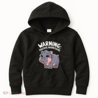Moo Deng Warning Passive Aggressive Hippo Kids Hoodie thumb 0