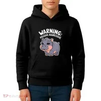 Moo Deng Warning Passive Aggressive Hippo Kids Hoodie thumb 4