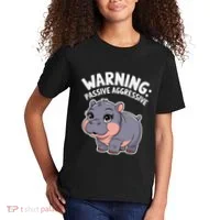 Moo Deng Warning Passive Aggressive Hippo Kids T-Shirt thumb 2