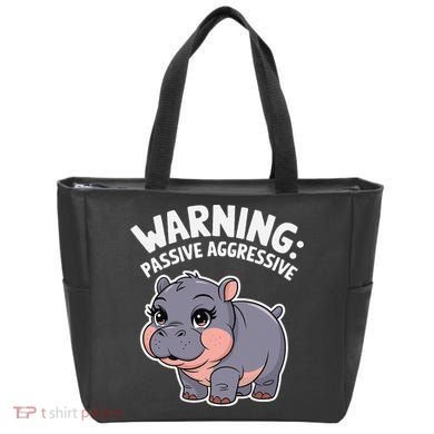 Moo Deng Warning Passive Aggressive Hippo Tote Bag
