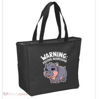 Moo Deng Warning Passive Aggressive Hippo Tote Bag thumb 2