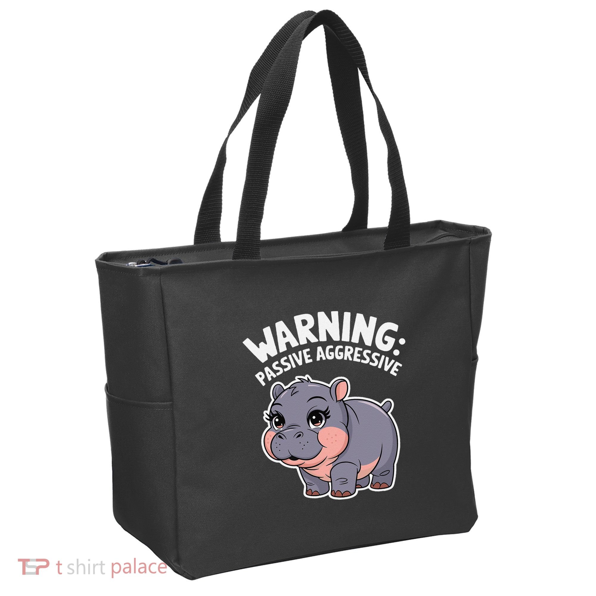 Moo Deng Warning Passive Aggressive Hippo Tote Bag