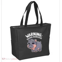 Moo Deng Warning Passive Aggressive Hippo Tote Bag thumb 2