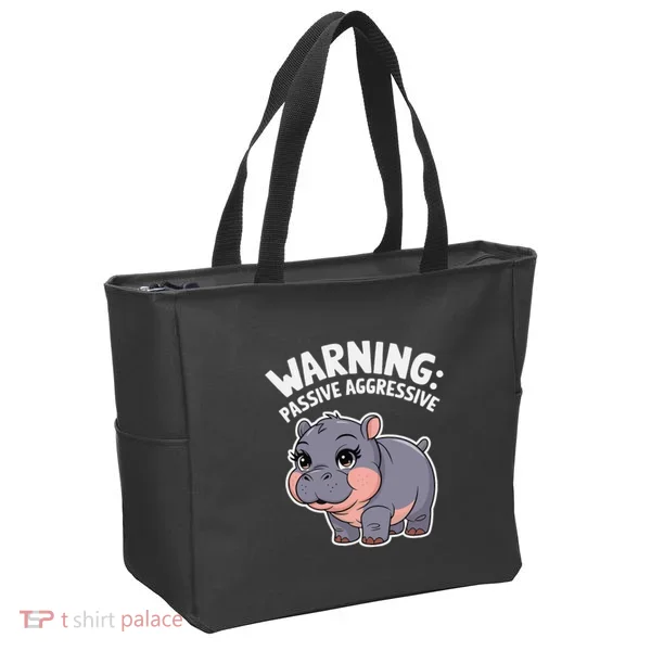 Moo Deng Warning Passive Aggressive Hippo Tote Bag
