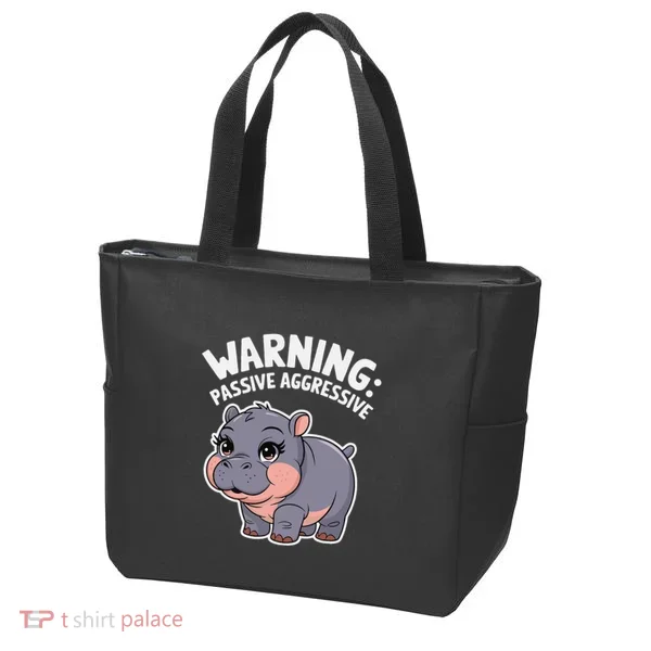 Moo Deng Warning Passive Aggressive Hippo Tote Bag