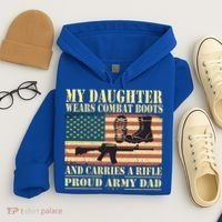 My Daughter Wears Combat Boots Proud Army Dad Father Gift Hoodie thumb 4