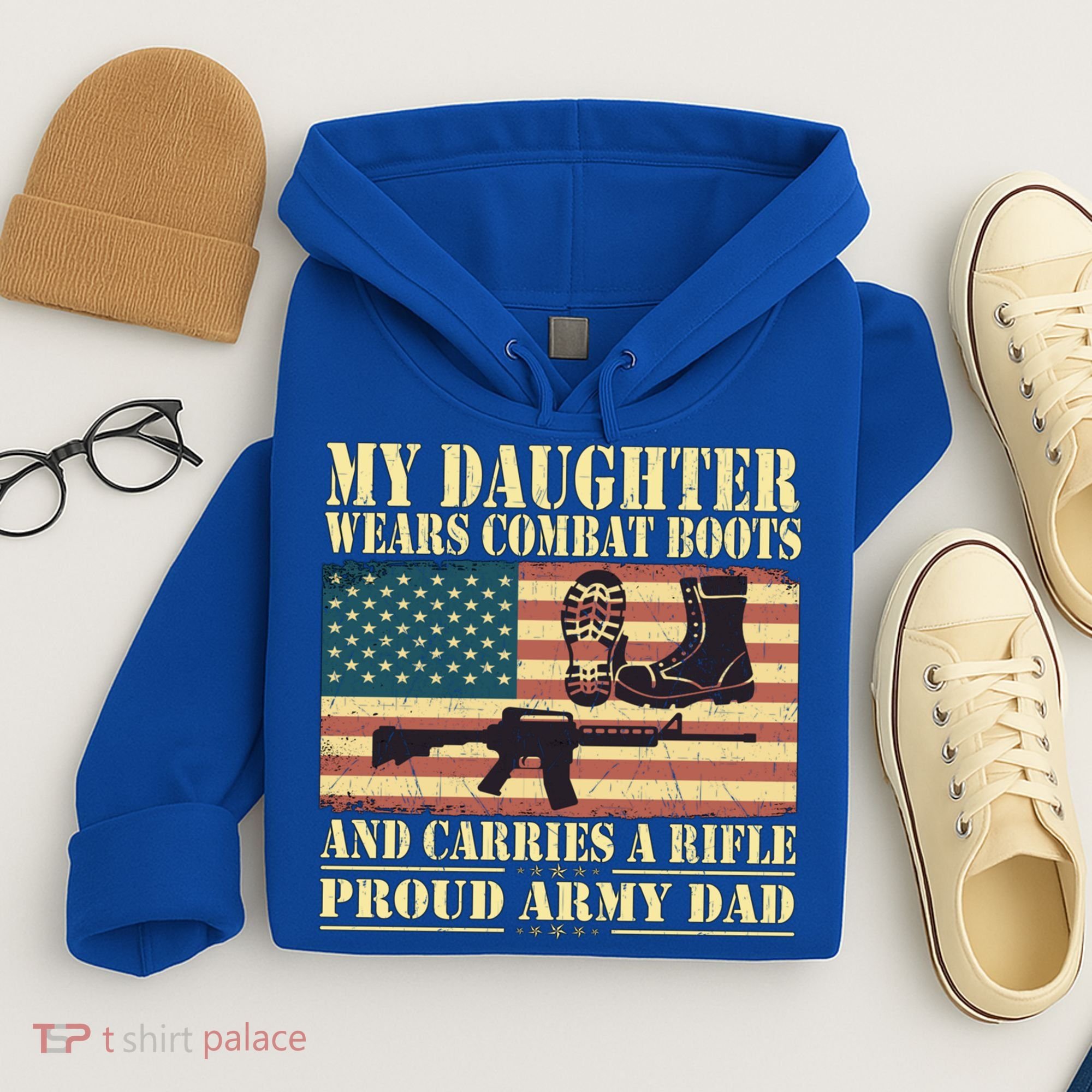 My Daughter Wears Combat Boots Proud Army Dad Father Gift Hoodie