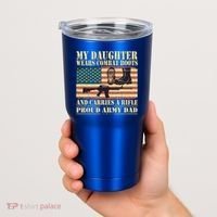 My Daughter Wears Combat Boots Proud Army Dad Father Gift Tumbler thumb 2