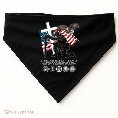 Memorial Day We Will Never Forget USA-Made Doggie Bandana