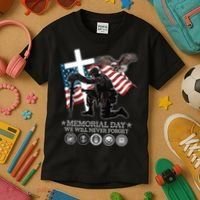 Memorial Day We Will Never Forget Kids T-Shirt thumb 3