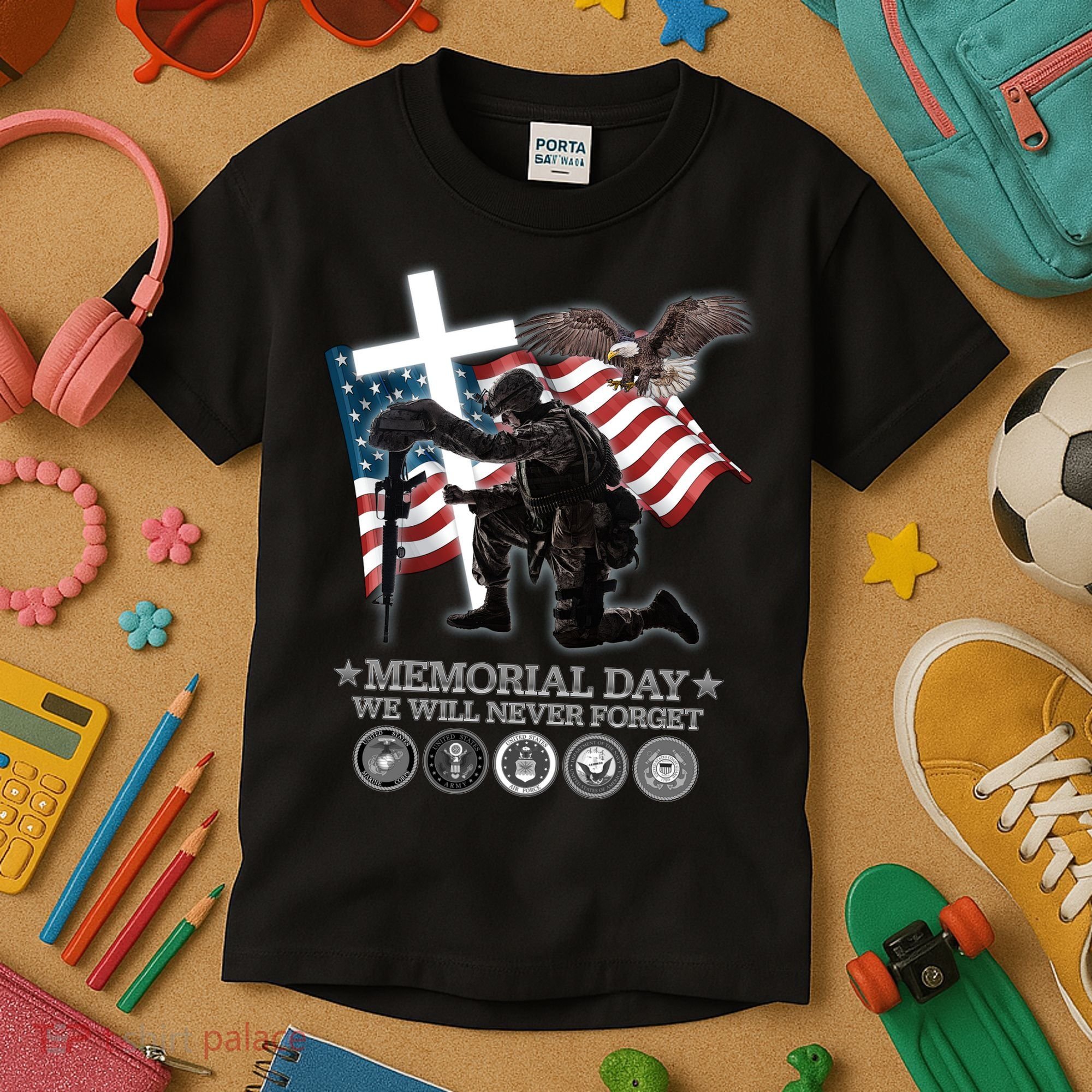 Memorial Day We Will Never Forget Kids T-Shirt