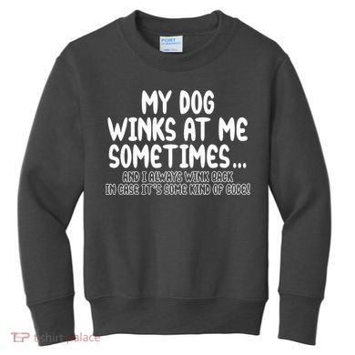 My Dog Winks At Me Funny Kids Sweatshirt