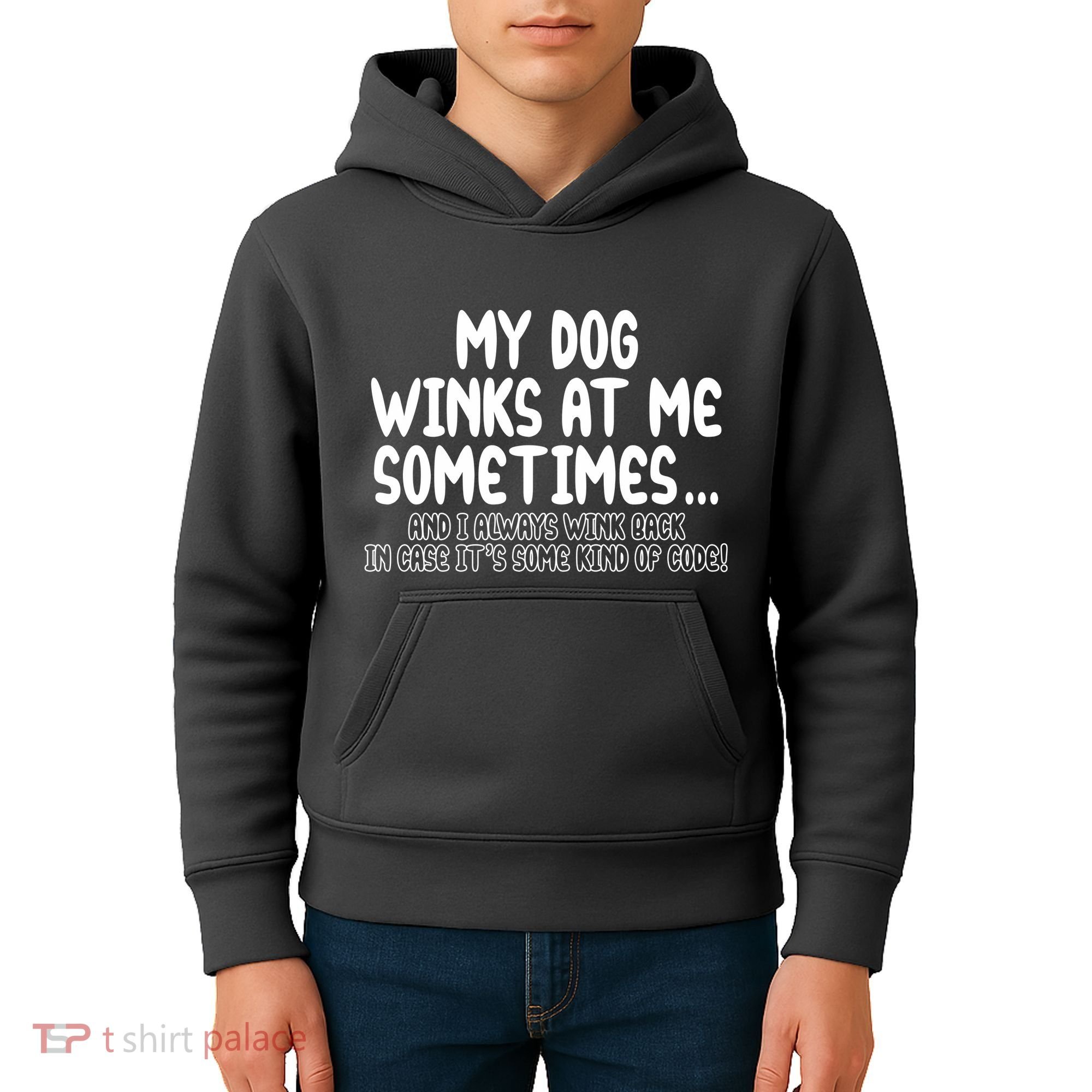 My Dog Winks At Me Funny Kids Hoodie