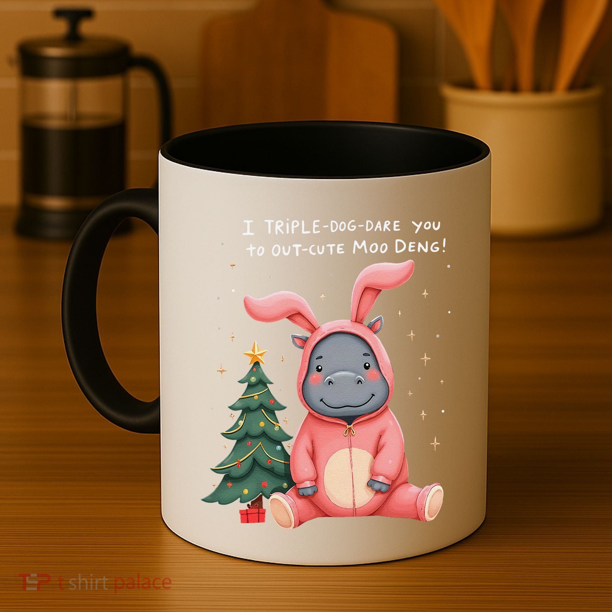 Moo Deng Xmas Story Pin.K Bunny Pajamas Coffee Mug