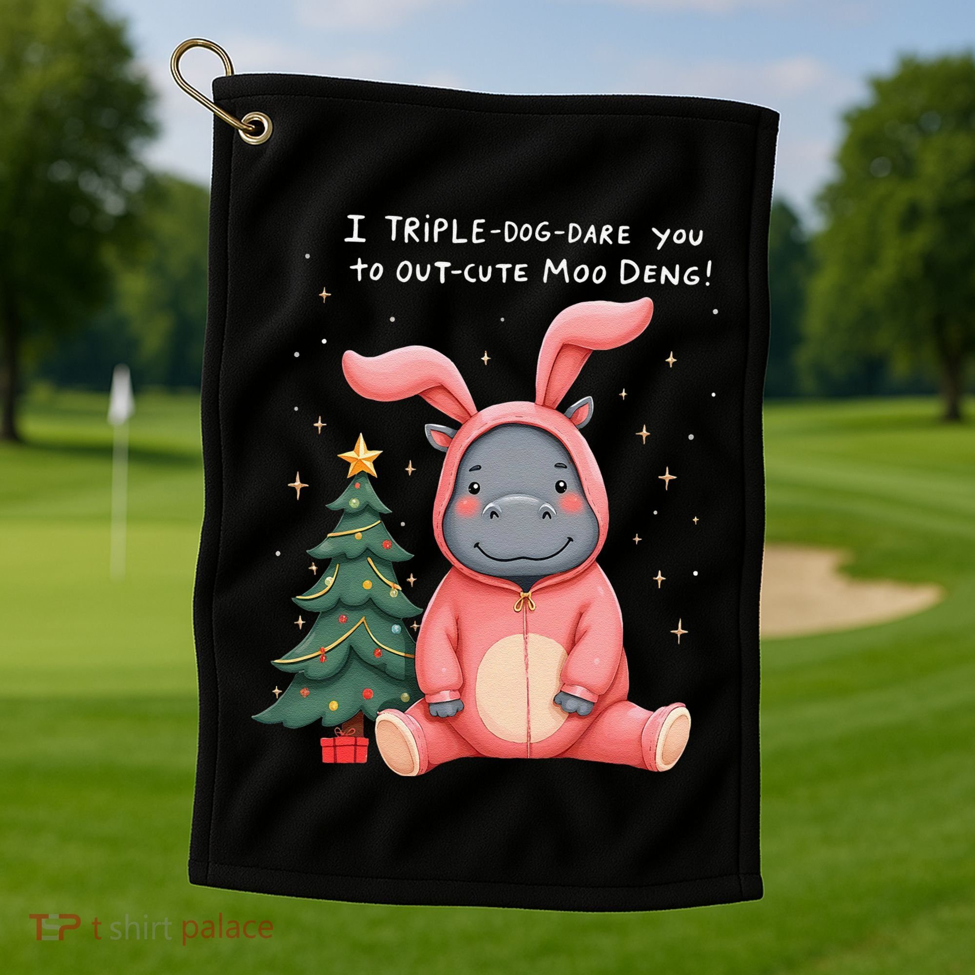 Moo Deng Xmas Story Pin.K Bunny Pajamas Golf Towel