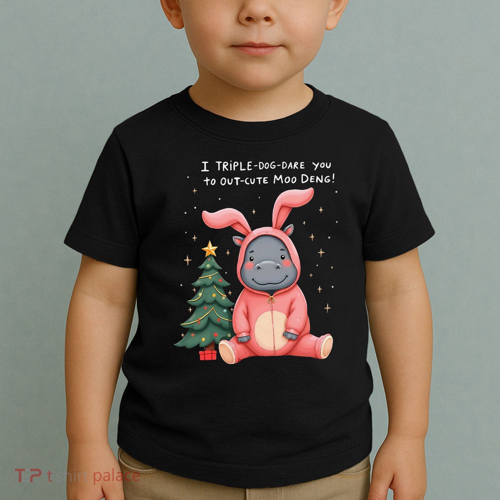 Moo Deng Xmas Story Pin.K Bunny Pajamas Toddler T-Shirt