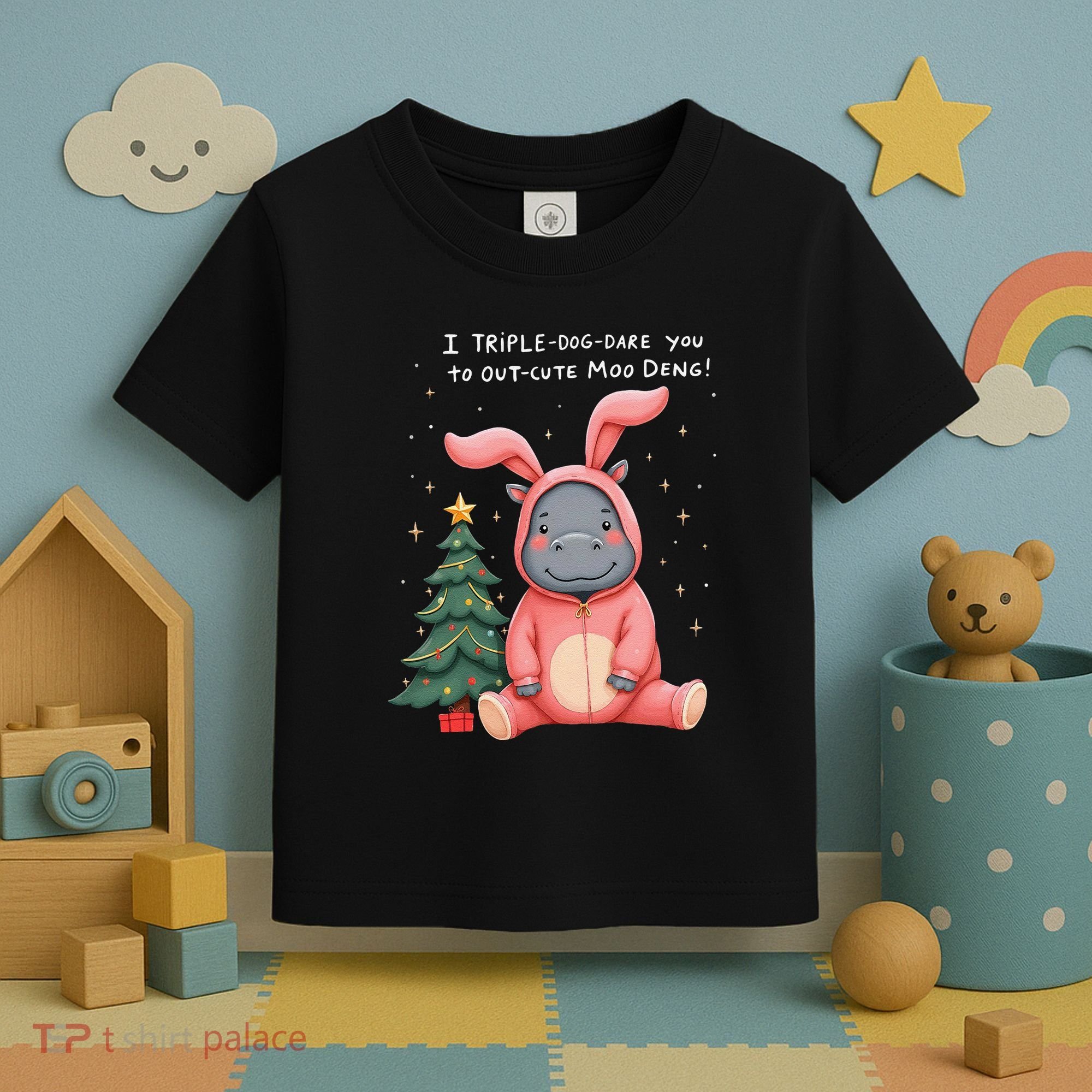 Moo Deng Xmas Story Pin.K Bunny Pajamas Toddler T-Shirt