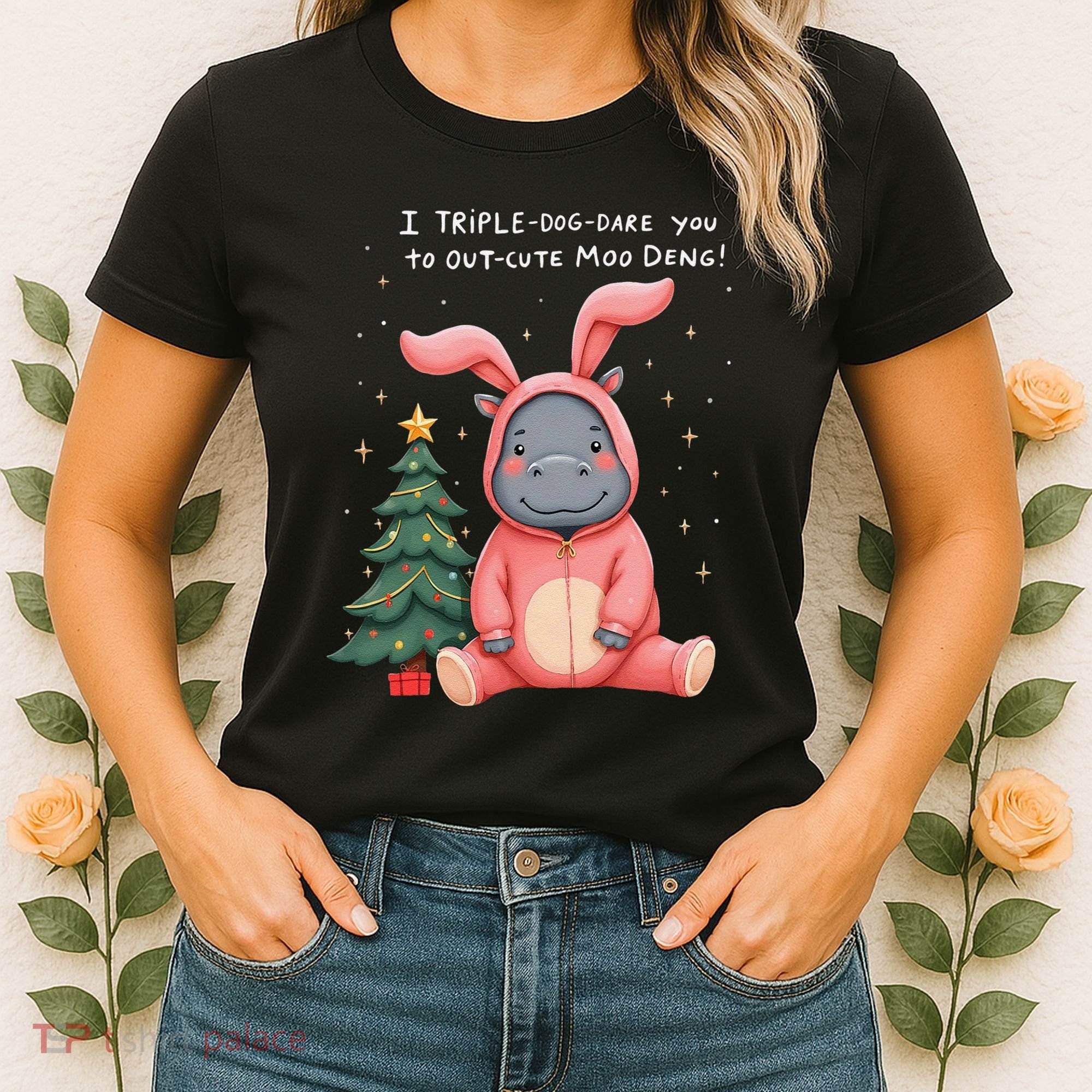 Moo Deng Xmas Story Pin.K Bunny Pajamas Women's T-Shirt