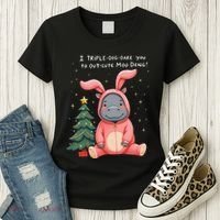 Moo Deng Xmas Story Pin.K Bunny Pajamas Women's T-Shirt thumb 3