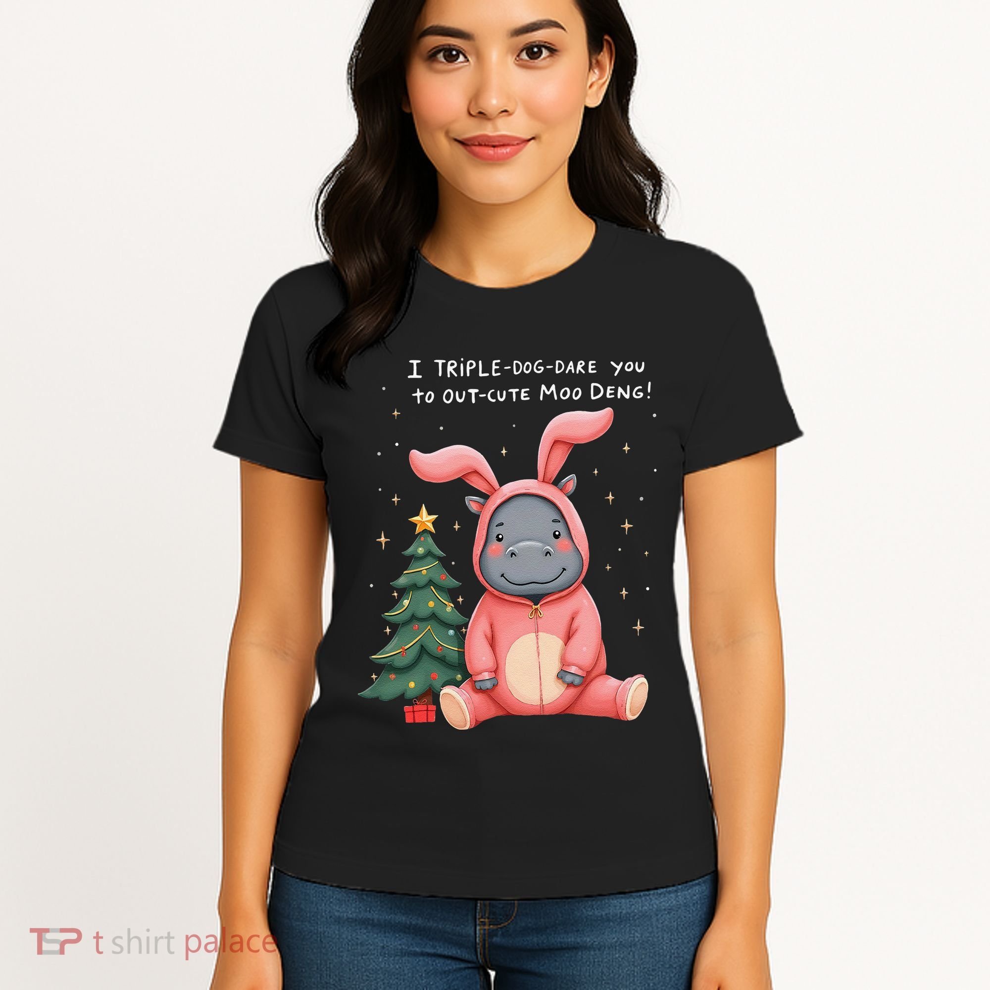 Moo Deng Xmas Story Pin.K Bunny Pajamas Women's T-Shirt