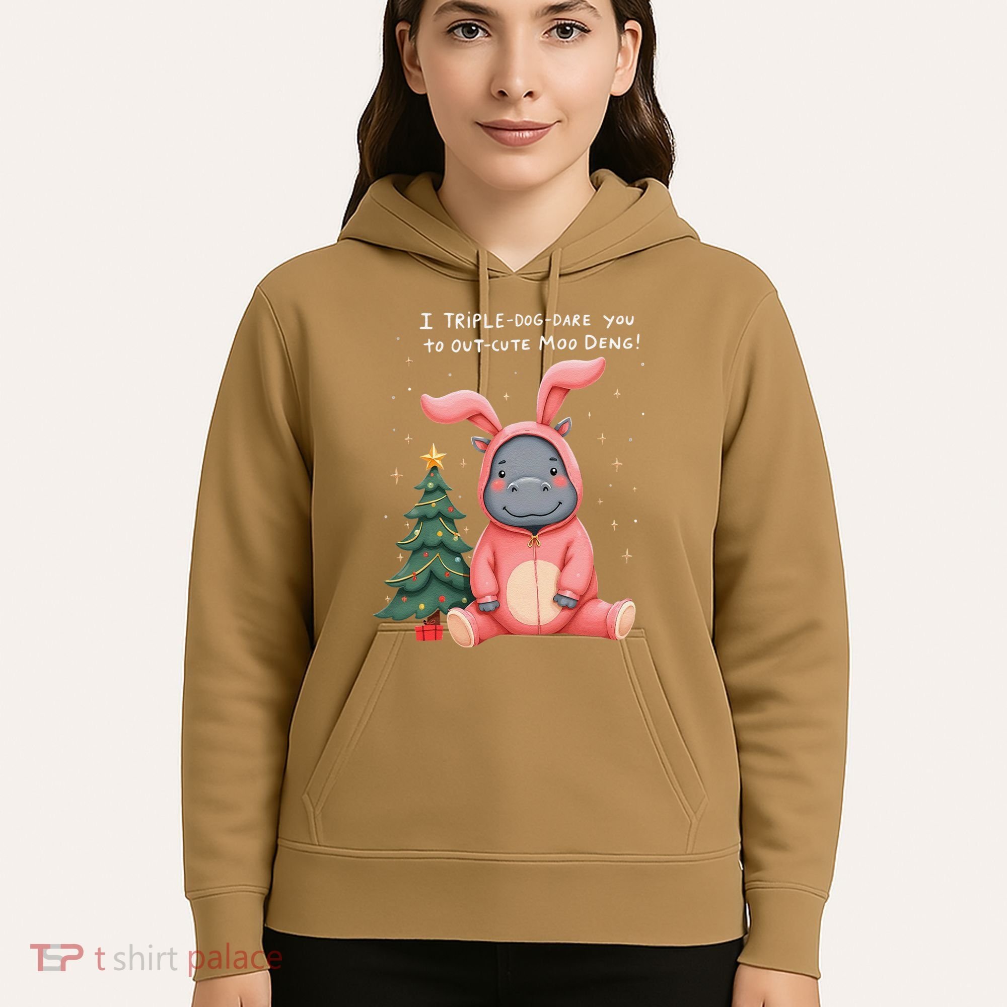 Moo Deng Xmas Story Pin.K Bunny Pajamas Hoodie