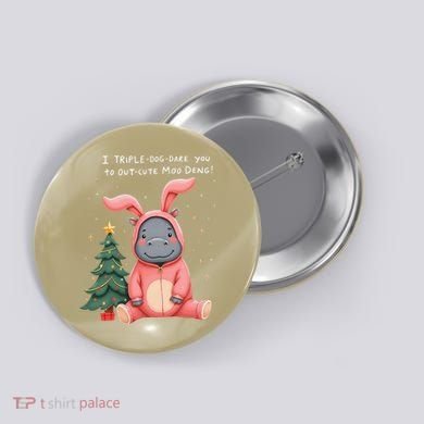 Moo Deng Xmas Story Pin.K Bunny Pajamas Button