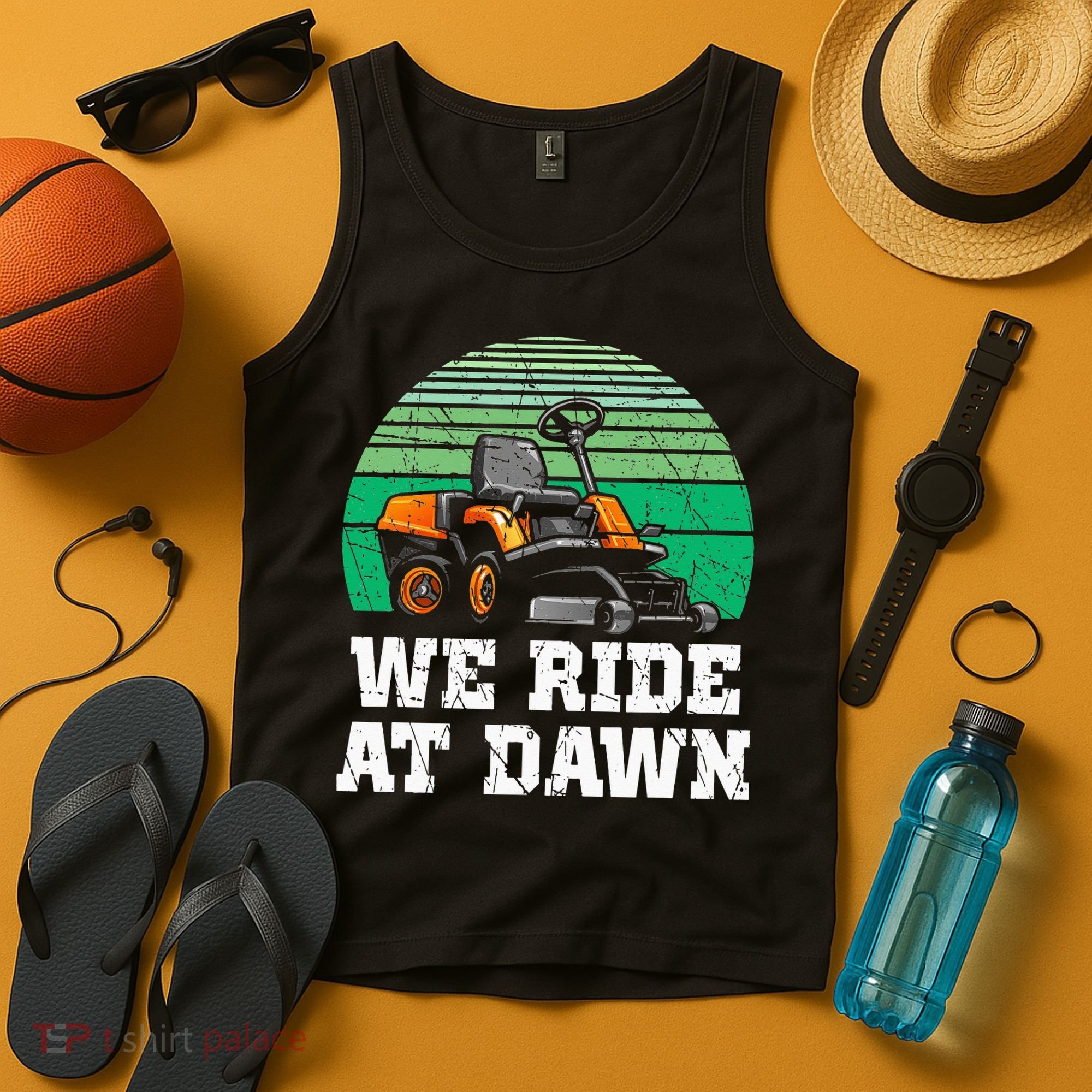 Mowing Dad Yard Work We Ride At Dawn Lawnmower Tank Top