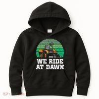 Mowing Dad Yard Work We Ride At Dawn Lawnmower Kids Hoodie thumb 0