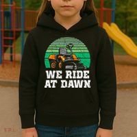 Mowing Dad Yard Work We Ride At Dawn Lawnmower Kids Hoodie thumb 3