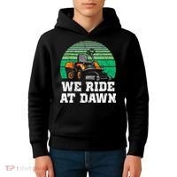 Mowing Dad Yard Work We Ride At Dawn Lawnmower Kids Hoodie thumb 4