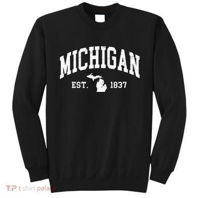 Michigan Est 1837 Distressed Worn Design Classic Sweatshirt