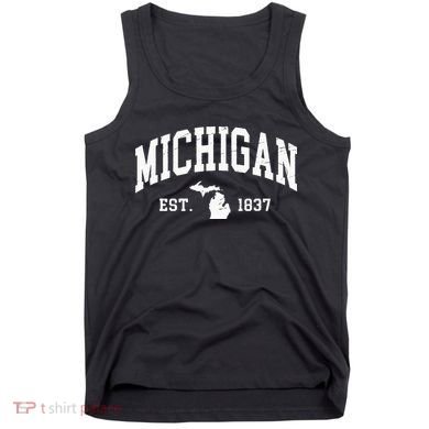 Michigan Est 1837 Distressed Worn Design Classic Tank Top