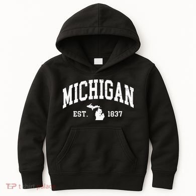 Michigan Est 1837 Distressed Worn Design Classic Kids Hoodie