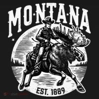 Montana Est. 1889 Cowboy Riding Moose Doggie Tank thumb 4