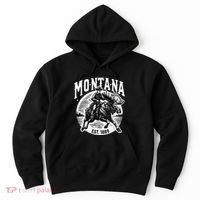 Montana Est. 1889 Cowboy Riding Moose Hoodie thumb 0