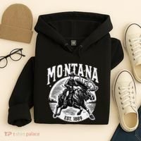 Montana Est. 1889 Cowboy Riding Moose Hoodie thumb 4