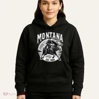Montana Est. 1889 Cowboy Riding Moose Hoodie thumb 5