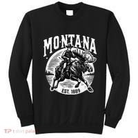 Montana Est. 1889 Cowboy Riding Moose Sweatshirt thumb 0