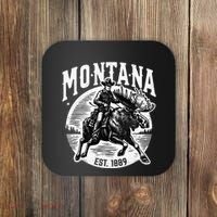 Montana Est. 1889 Cowboy Riding Moose Coaster thumb 0