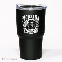Montana Est. 1889 Cowboy Riding Moose Tumbler thumb 0