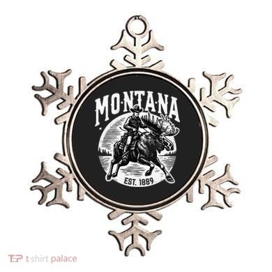 Montana Est. 1889 Cowboy Riding Moose Ornament