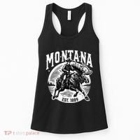 Montana Est. 1889 Cowboy Riding Moose Women's Tank Top thumb 0