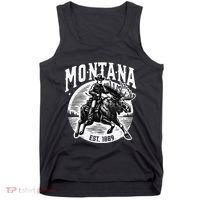 Montana Est. 1889 Cowboy Riding Moose Tank Top thumb 0