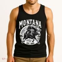 Montana Est. 1889 Cowboy Riding Moose Tank Top thumb 3