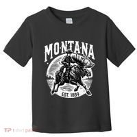 Montana Est. 1889 Cowboy Riding Moose Toddler T-Shirt thumb 0