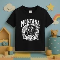 Montana Est. 1889 Cowboy Riding Moose Toddler T-Shirt thumb 3