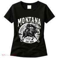 Montana Est. 1889 Cowboy Riding Moose Women's T-Shirt thumb 0