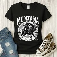 Montana Est. 1889 Cowboy Riding Moose Women's T-Shirt thumb 3