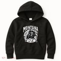 Montana Est. 1889 Cowboy Riding Moose Kids Hoodie thumb 0